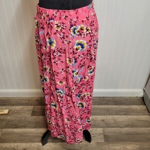 Floral LOFT Pink Long Flowy Skirt Large